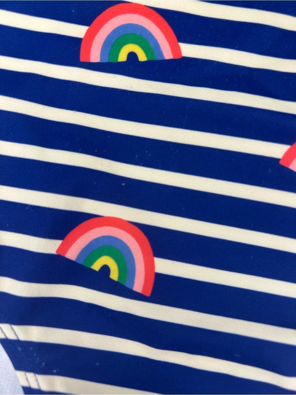 Mini Boden Girls Navy Stripe Rainbow One-Piece Swimsuit